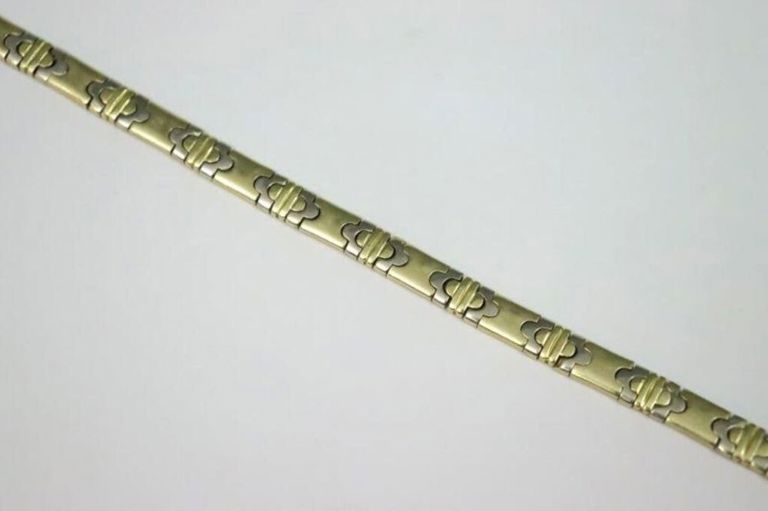 14k bicolor fancy link bracelet