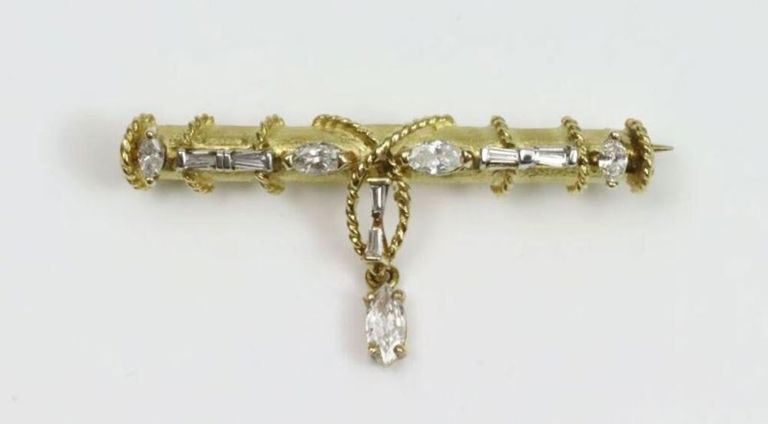 18k diamond drop bar pin