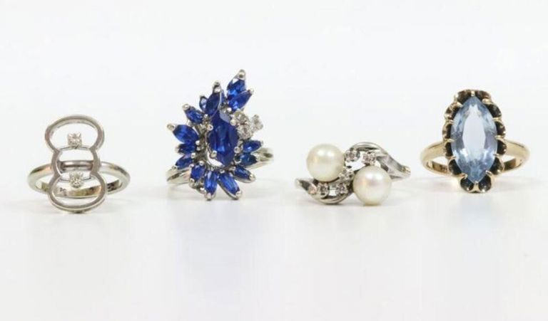Gold rings with various gemstones
