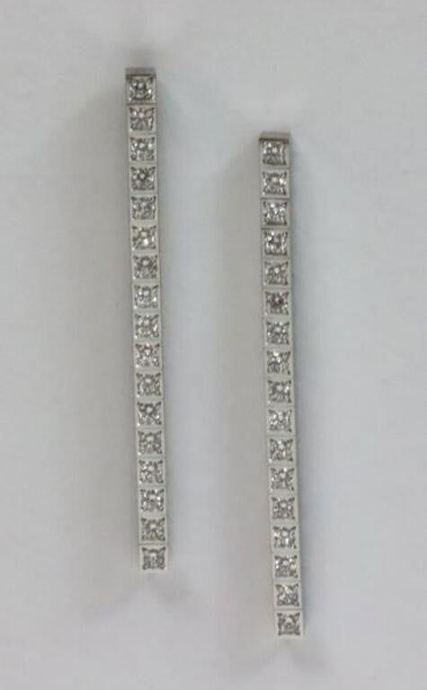 Pair Cartier diamond pendant earrings