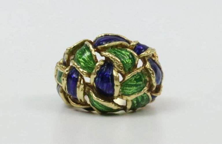 18k enamel dome ring