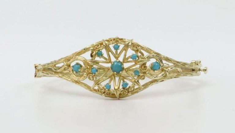 14k turquoise bangle bracelet
