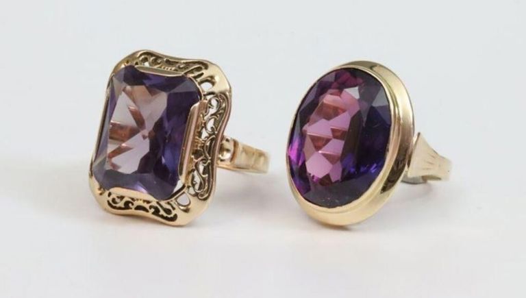 Large 14k purple gemstone rings