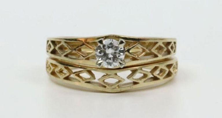 14k wedding set by Orange Blossom Jewelers