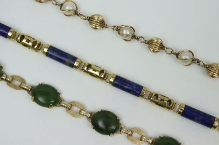 14k gold mounted gemstone bracelets