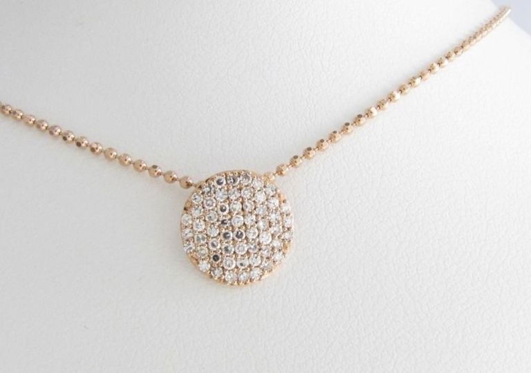 Phillips House 14k rose gold diamond pendant with chain