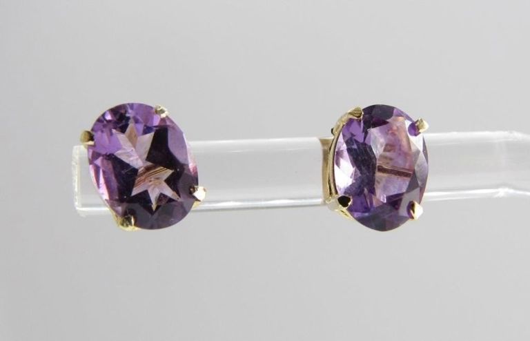 Pair of 14k white gold amethyst earrings