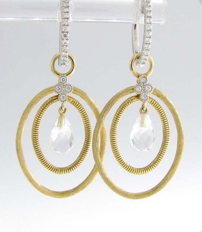 Jude Frances 18k yellow gold diamond and white topaz earring set