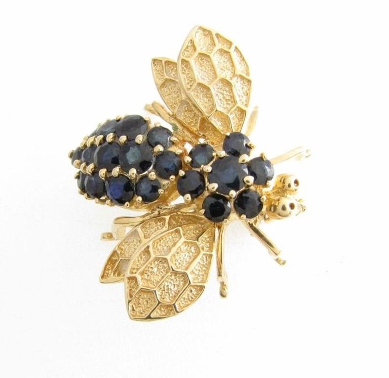 14k yellow gold sapphire 'Bumblebee' pin/pendant