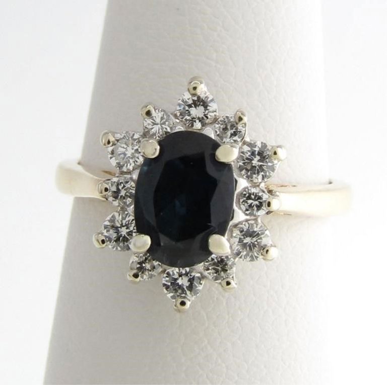 14k yellow gold sapphire and diamond ring