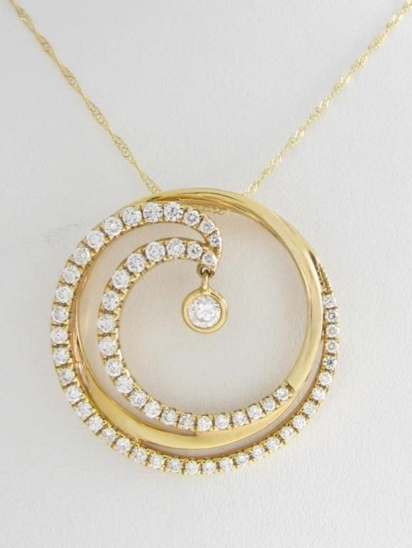 14k yellow gold diamond open circle pendant with chain