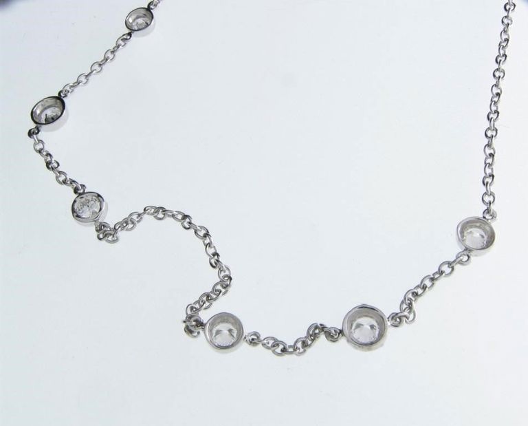 14k white gold diamond chain necklace