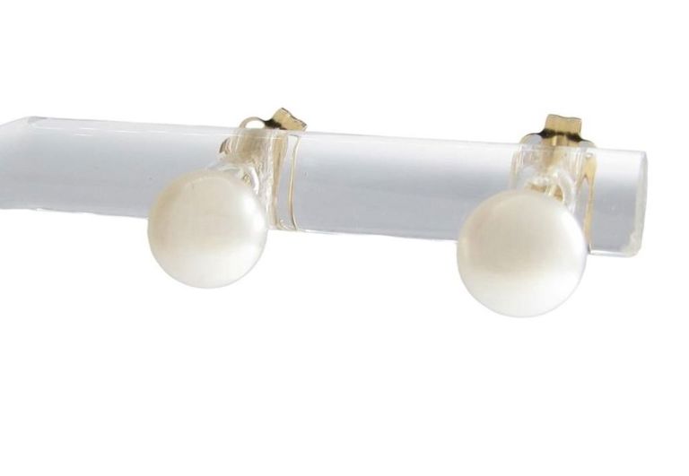 Pair of 14k yellow gold cultured pearl stud earrings