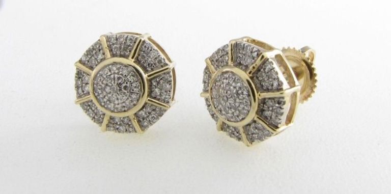 10k two tone diamond stud earrings