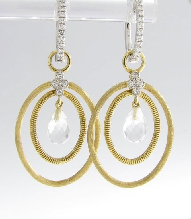 Jude Frances 18k yellow gold diamond and white topaz earring set