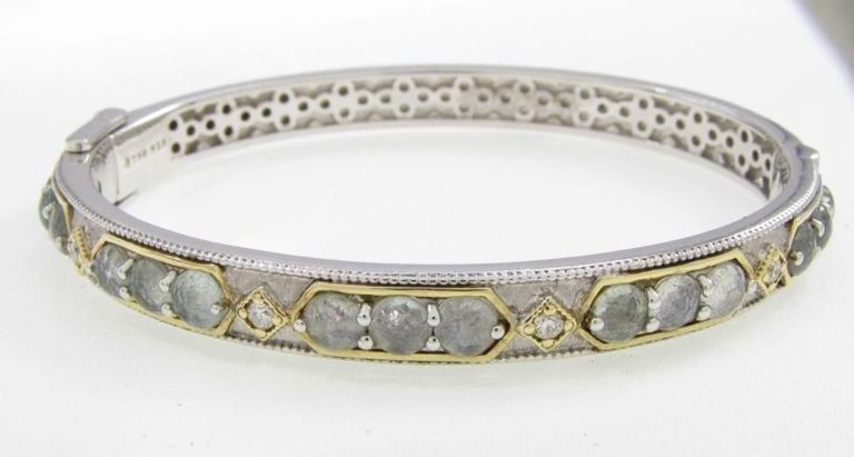 Jude Frances sterling silver diamond and labradorite bangle