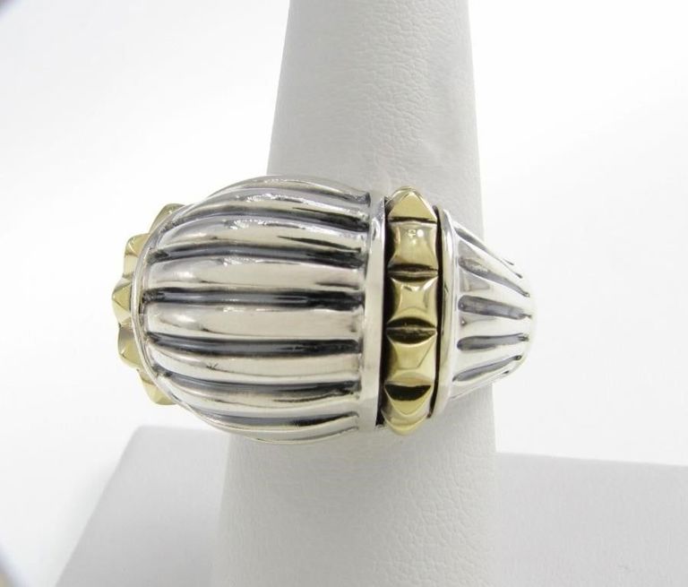 18k yellow gold and sterling silver Stephen Lago Caviar ring