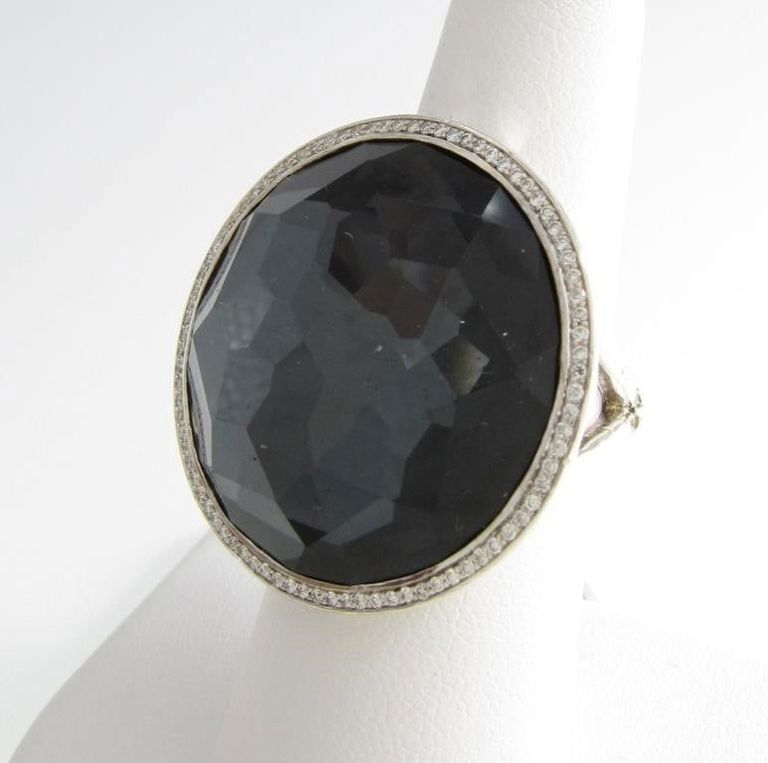 Ippolita sterling silver hematite and diamond ring