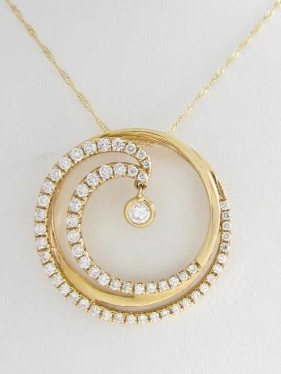 14k yellow gold diamond open circle pendant with chain