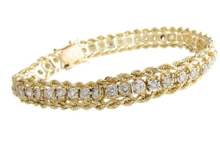 14k two-tone diamond tennis bracelet