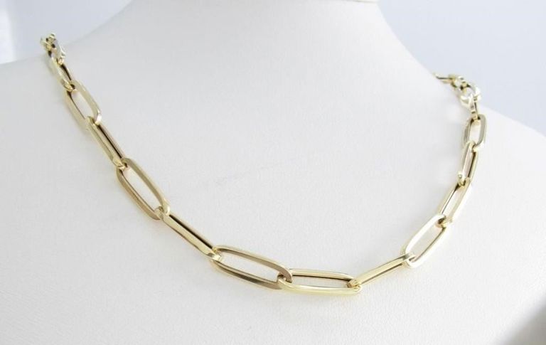 14k yellow gold paperclip chain necklace