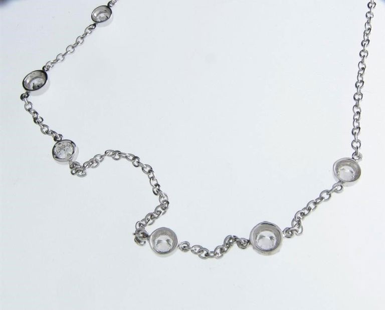 14k white gold diamond chain necklace