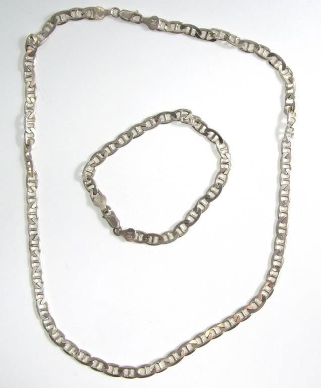 Sterling silver necklace and bracelet set