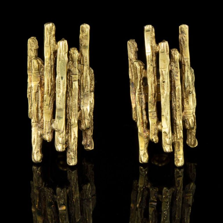 Vintage 14k Yellow Gold Brutalist-style Cufflinks