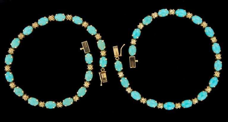 Vintage 14k Yellow Gold and Stone Bracelets