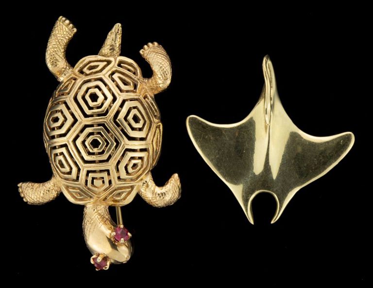 Vintage 10k-14k / 14k Yellow Gold Figural Jewelry