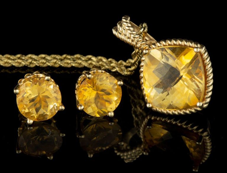 Vintage / Contemporary 14k Yellow Gold and Citrine Jewelry