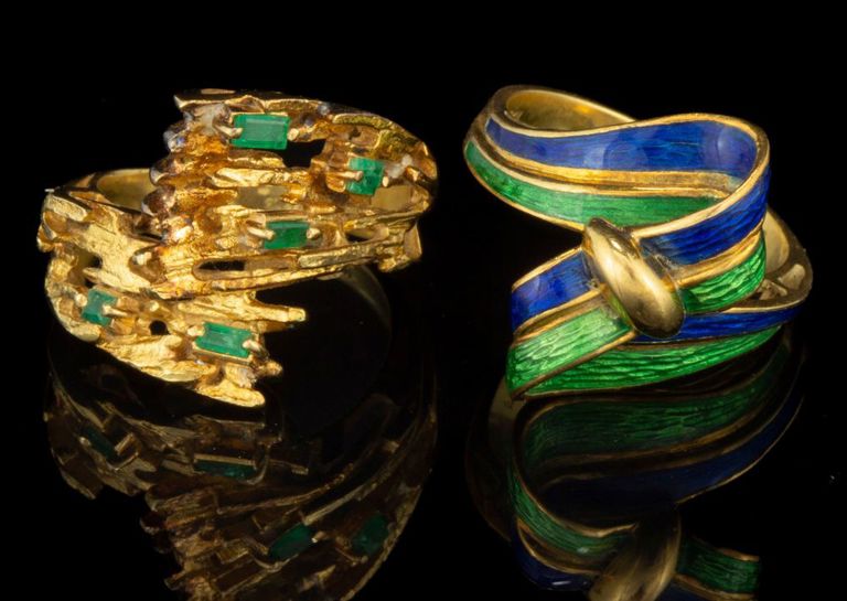 Vintage Italian 18k Yellow Gold Rings