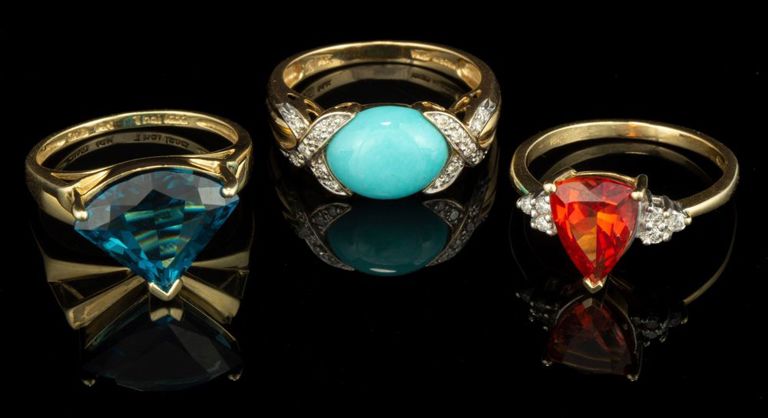 Vintage / Contemporary 10k and 14k Yellow Gold and Stone Lady's Rings