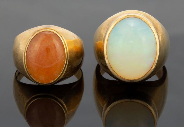 Vintage 14k Yellow Gold and Stone Men's Rings