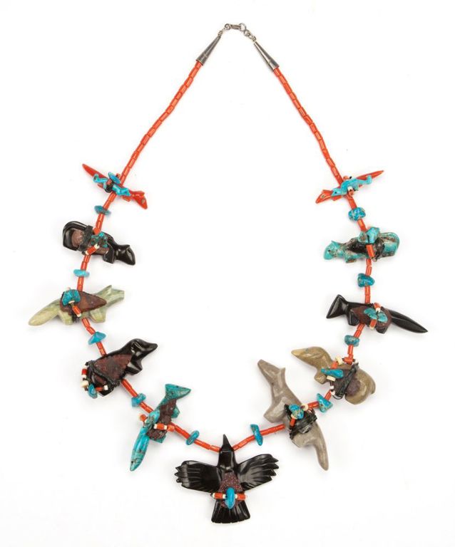 Native American Carved Fetish Necklace