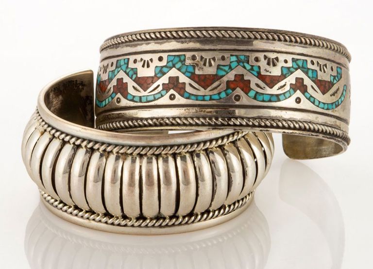 Navajo Native American Sterling Silver Cuff Bracelets