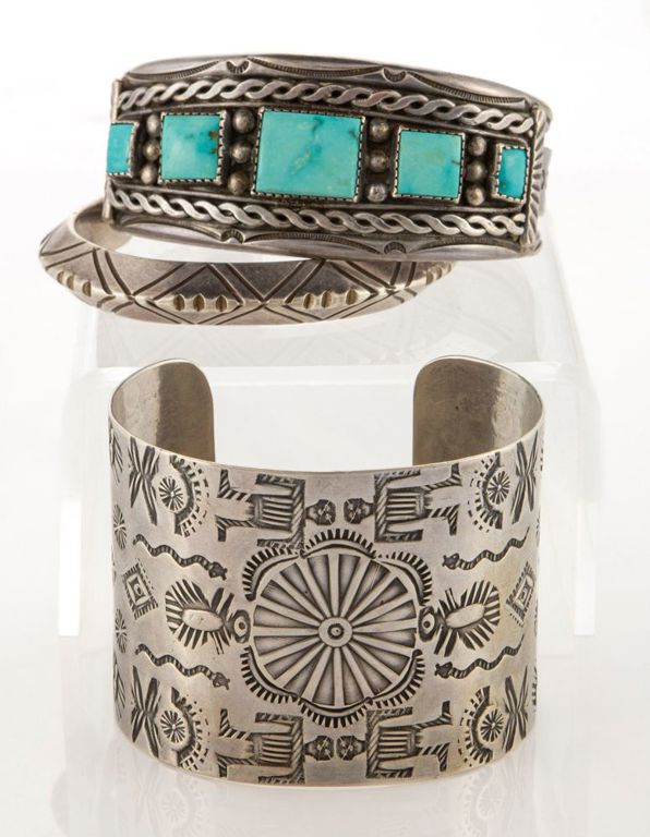 Native American / Southwestern-style Sterling Silver Cuff Bracelets