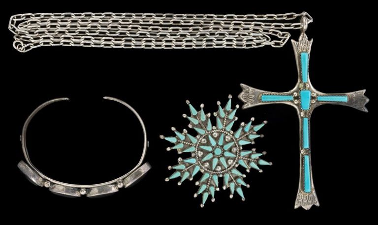 Navajo and Zuni Native American Silver and Stone Jewelry