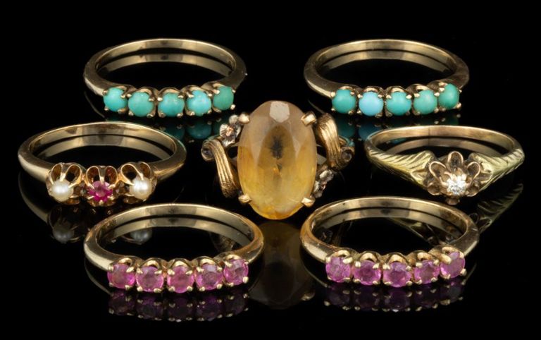 Antique / Vintage 14k Yellow Gold and Stone Lady's Rings