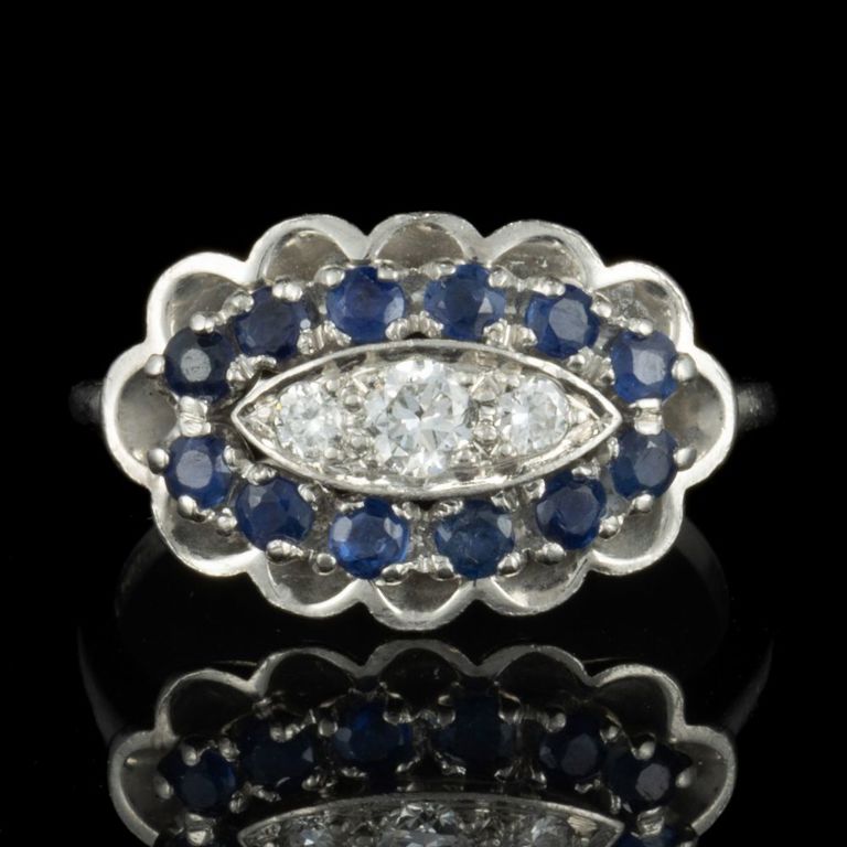 Vintage Platinum, Diamond, and Gemstone Lady's Ring