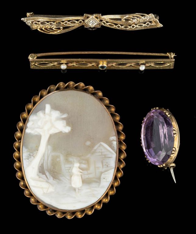 Antique / Vintage 10k and 14k Gold, and Possibly Other, Brooches / Pins