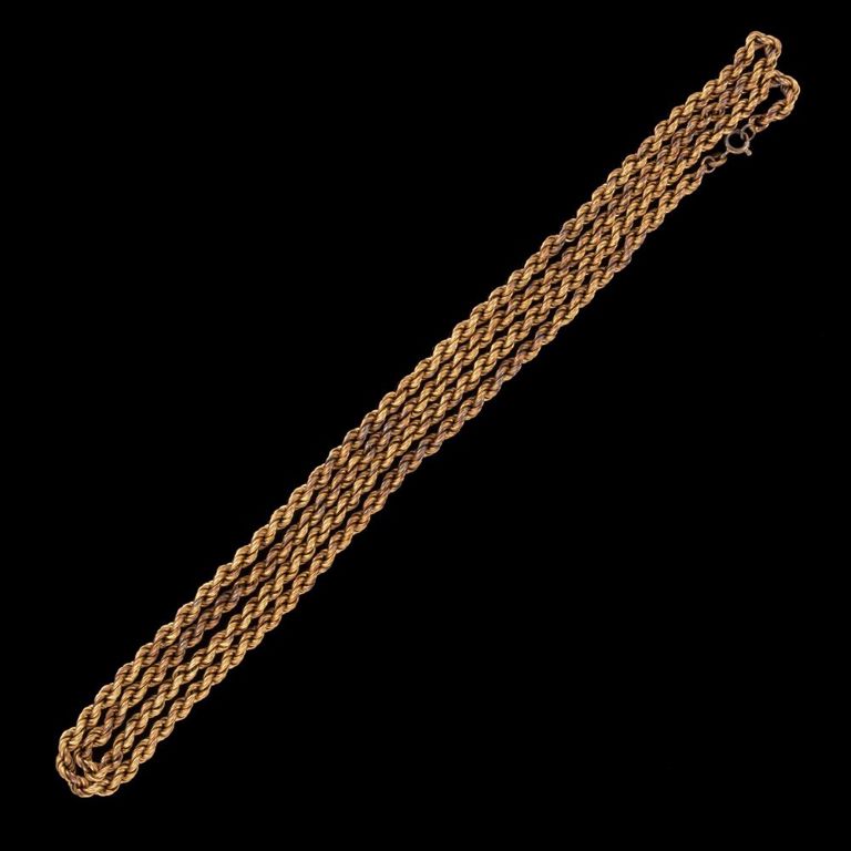 Vintage Italian 18k Yellow Gold Long Rope Necklace Chain