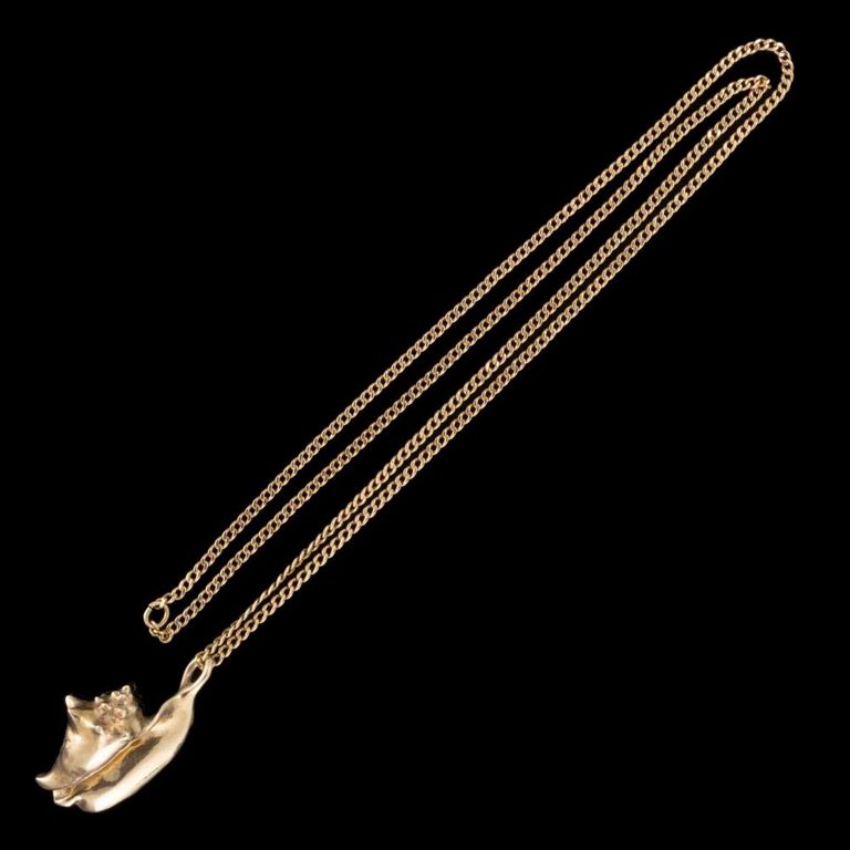 Vintage Peter Johnston Shell Pendant With 14k Gold Chain