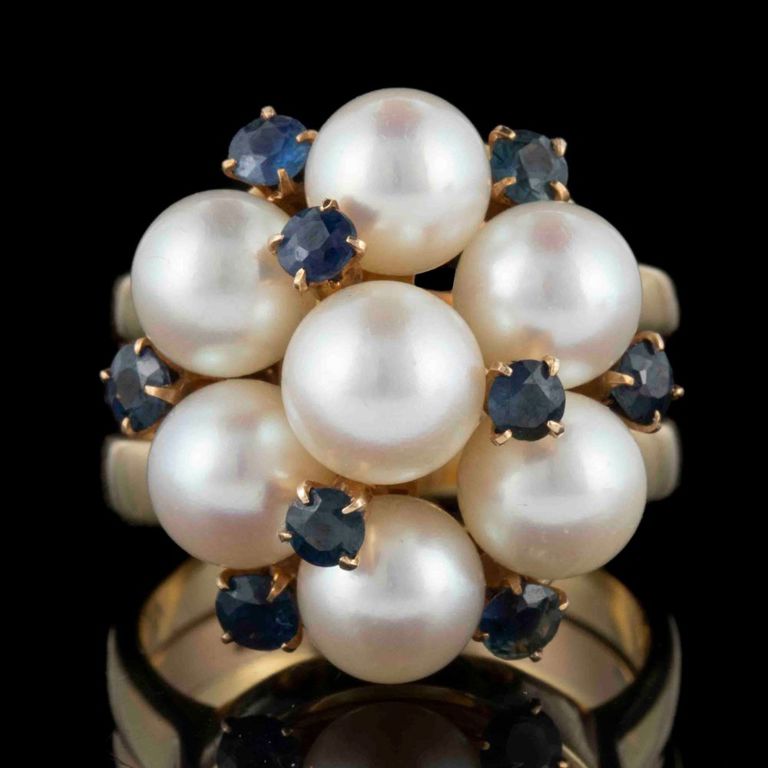 Vintage / Contemporary 14k Rose Gold Pearl and Gemstone Lady's Ring
