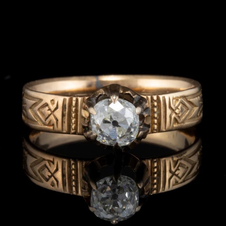 Victorian 14k Yellow Gold and Diamond Lady's Ring