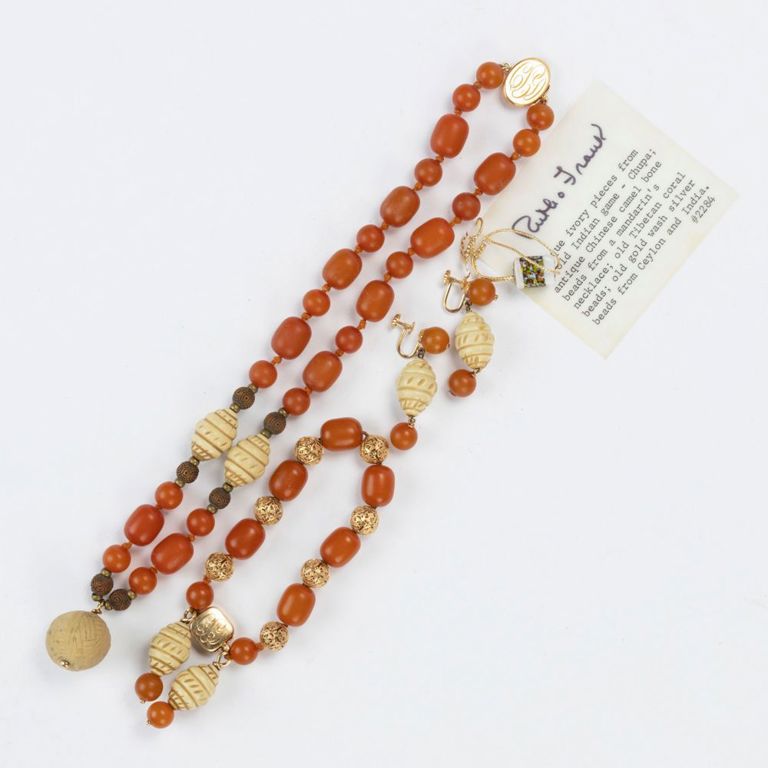 Vintage 14k Yellow Gold-accented Beaded Jewelry Suite