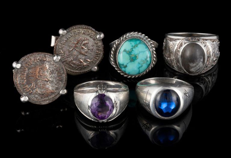 Vintage Sterling and Other Silver Men's Jewelry