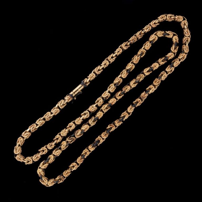 Vintage 14k Yellow Gold Byzantine Chain Necklace