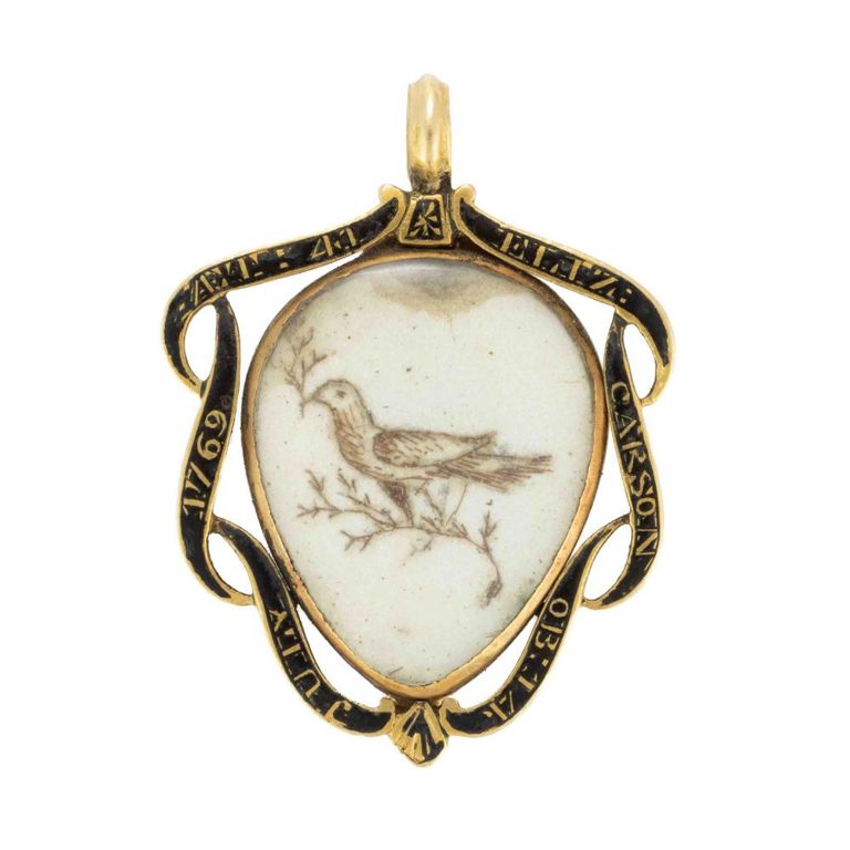 Georgian 18k Yellow Gold and Hair-work Mourning Pendant