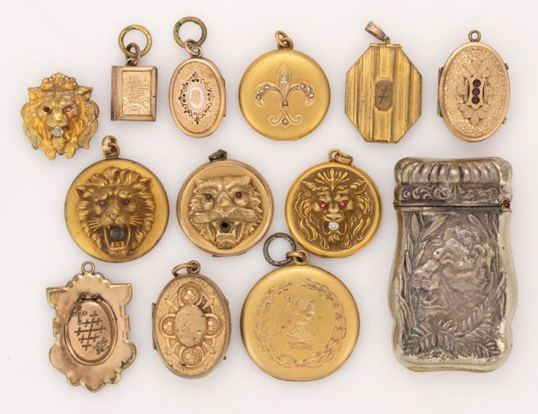 Antique / Vintage Gold-filled / -toned Jewelry and Silver-plated Match Case
